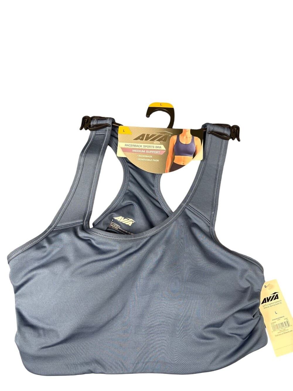 Avia Sports Bra Womens L Navy Blue Racerback Compression Medium Support Workout